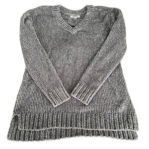 Women's ORVIS Gray White V-Neck Sweater M-super soft!